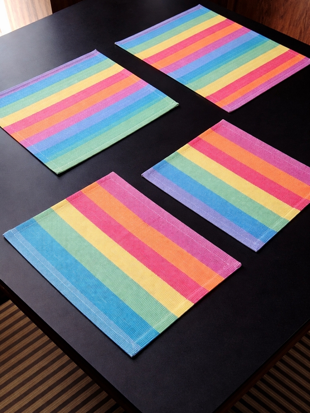 Colorful Rainbow Stripe Placemats - Set of 4